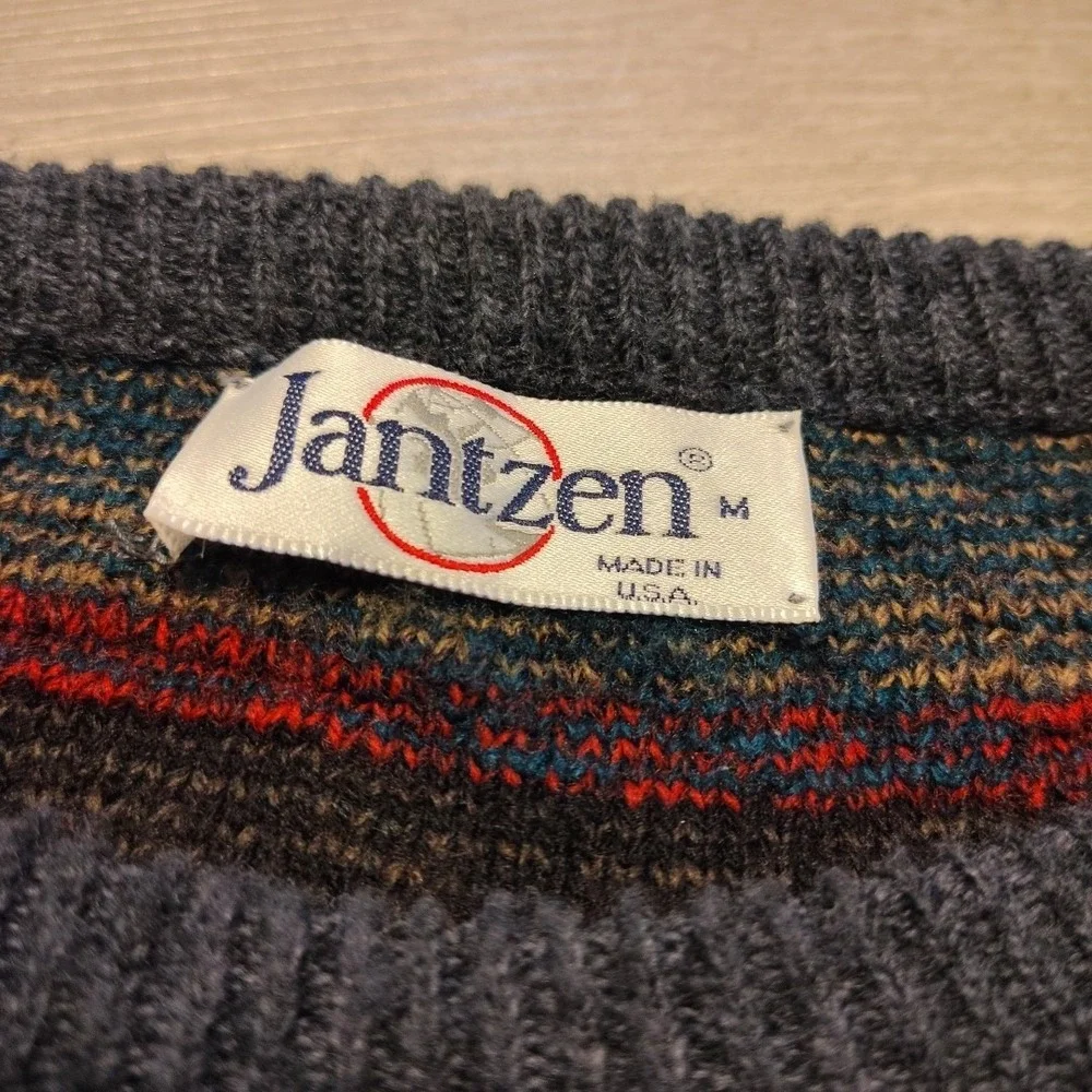 Jantzen M Vintage Grandpaw Sweater 80s 90s Knit Wool‎ Acrylic Fuzzy Crewneck